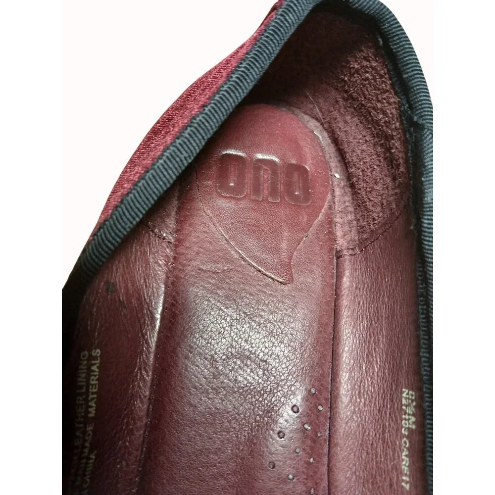Born Ono Hallada Wine Velvet Ballet Flats Bow Shoes Size 8.5 Stacked Low Heel - Picture 6 of 15